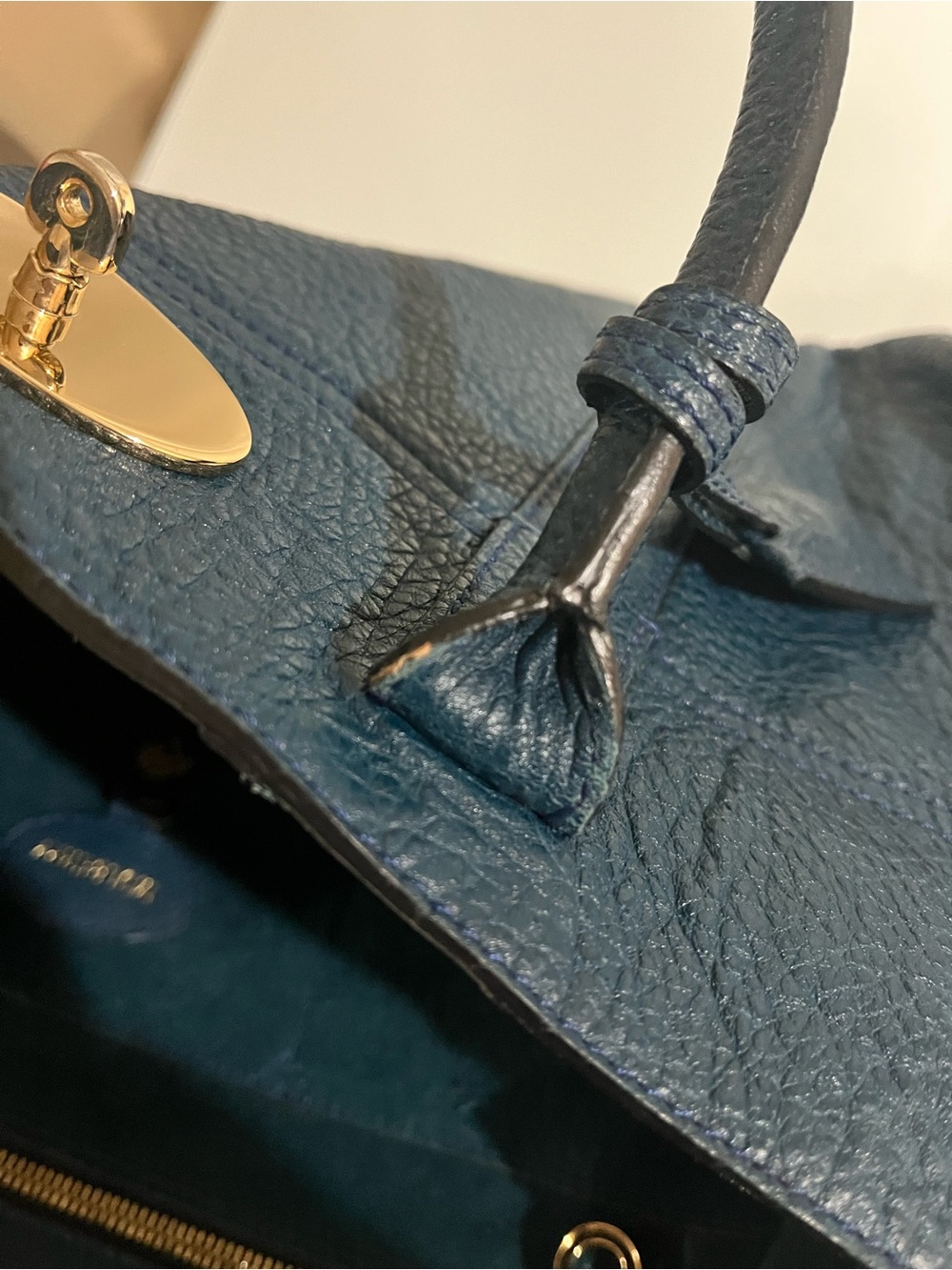 MULBERRY PETROL BLUE GRAINED LEATHER BAYSWATER - Picture 10 of 12
